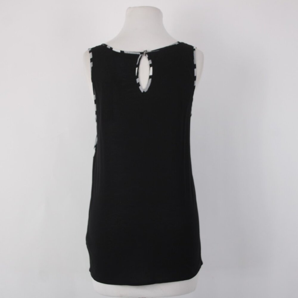 Apt 9 Top $30 Sz S Black White Round Neck Sleeveless 100% Rayon Top - Picture 4 of 11